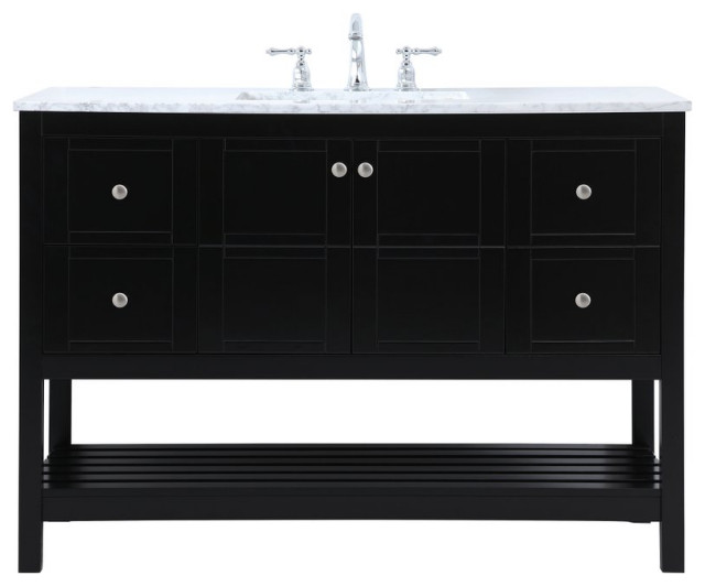 Elegant VF16548BK 48"Single Bathroom Vanity, Black Transitional