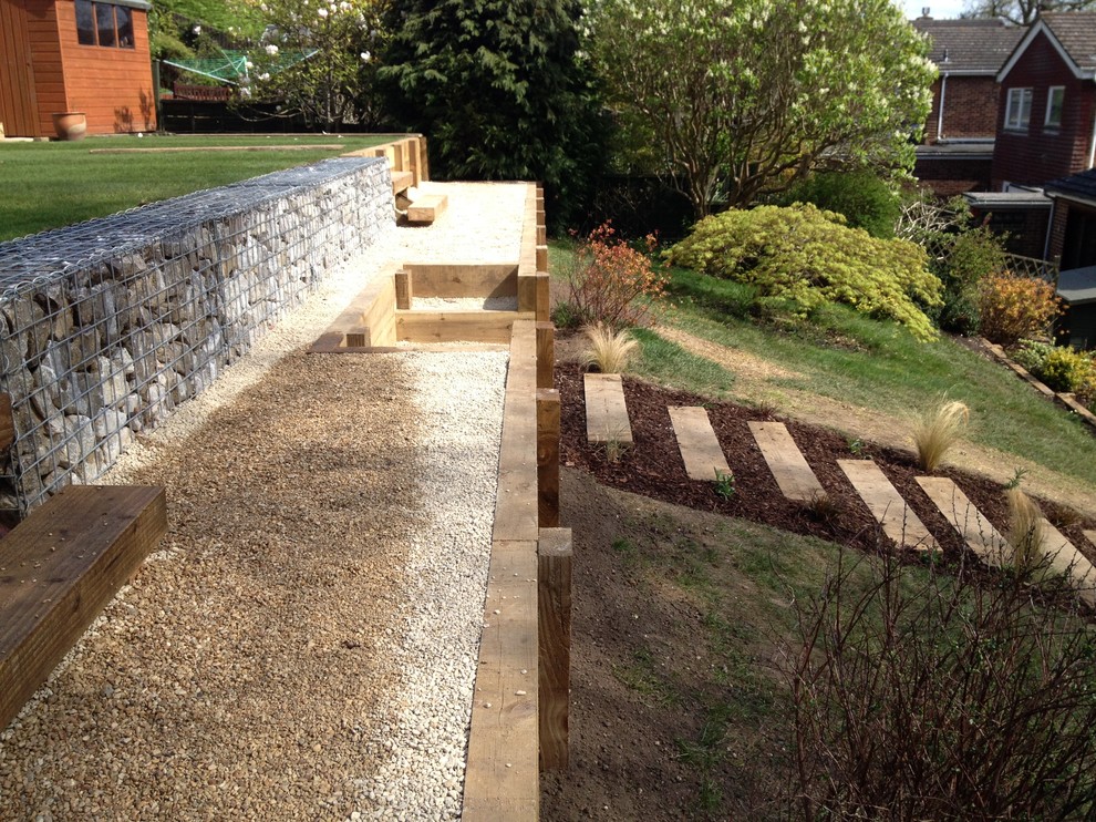Gabion and Sleeper Walls - Modern - Devon - by Silvertree Gardens