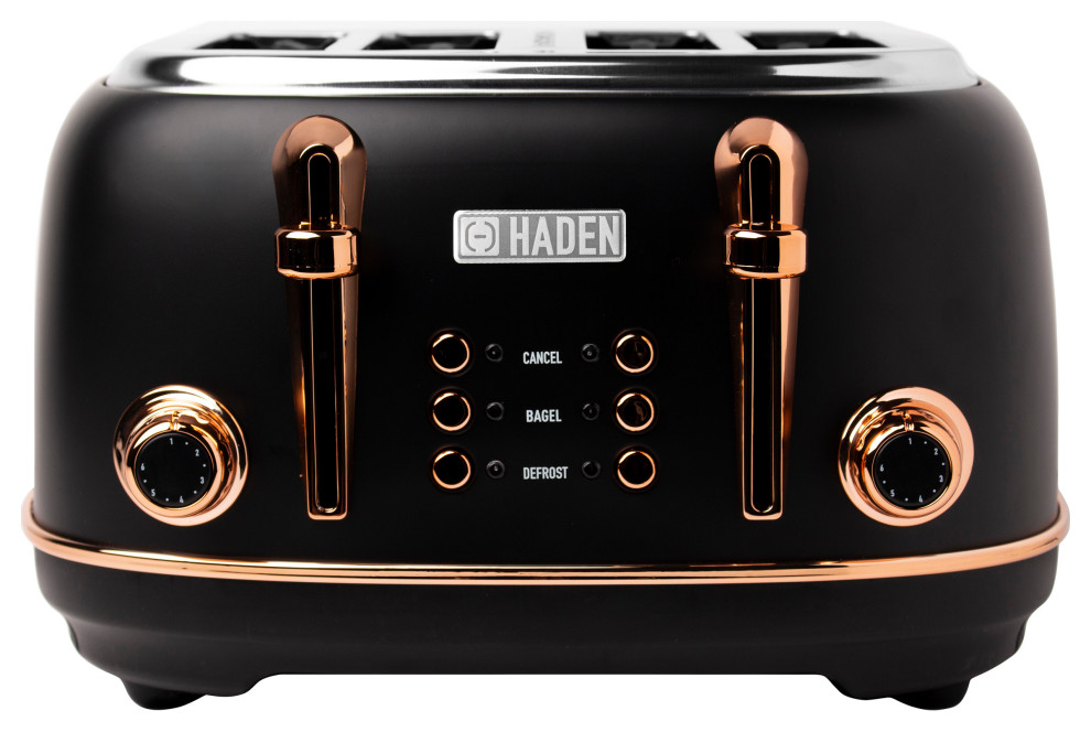 Haden Heritage 4Slice Toaster, Stainless Steel Toaster, Black and