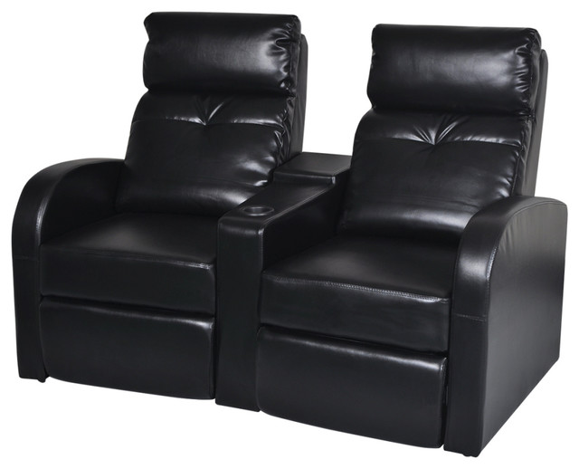 Vidaxl Home Cinema Sofa Artificial Leather 2 Seat Black Seating Vidaxl Home Cinema Sofa Artificial Leather 2 Seat Black Seating Living Room