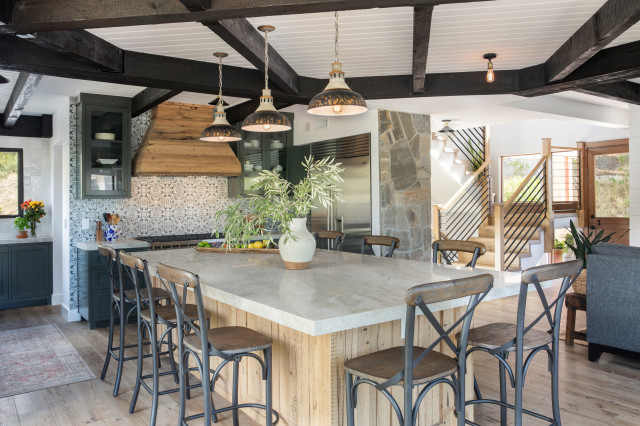 kitchen island with lots of seating