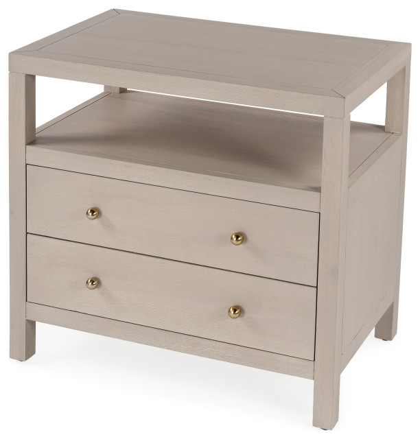 Celine 2Drawer Wood Wide Nightstand Transitional Nightstands And