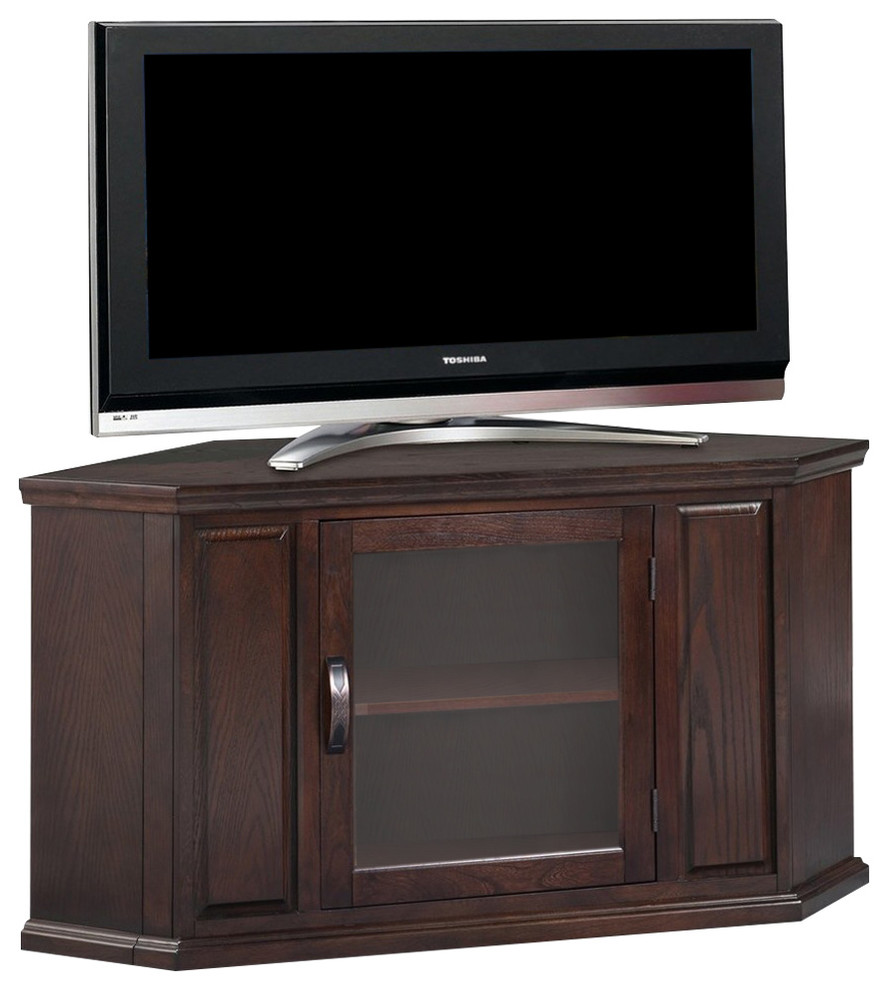 Leick Riley Holiday 46" Corner TV Stand in Chocolate Cherry