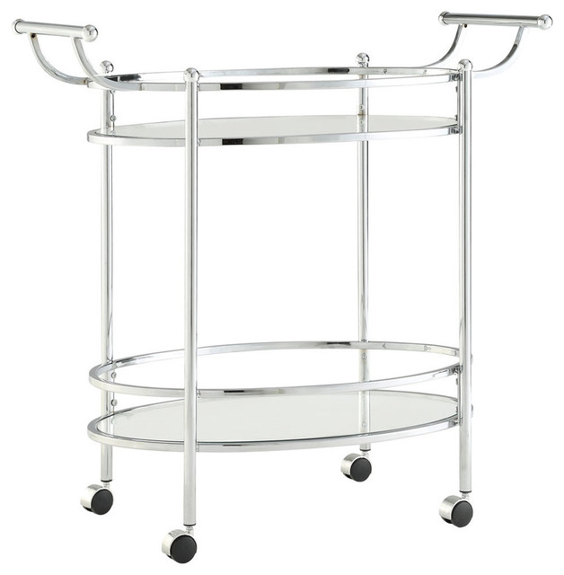 Oval Serving Cart in Chrome Finish - Contemporary - Bar Carts - by Buildcom