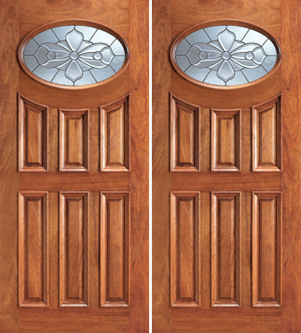 Mahogany Oval Lite House Double Door