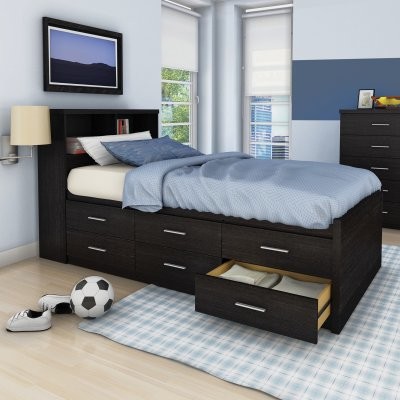 Sonax Willow Twin Captains Storage Bed with 6 Drawers - Ravenwood Black