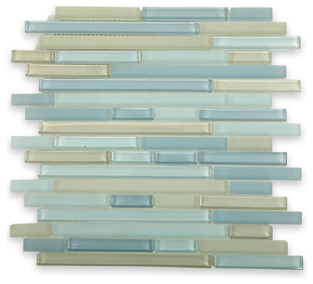 12"x12" Tao Sea Wave Glass Tile Contemporary Tile by Tile Bar