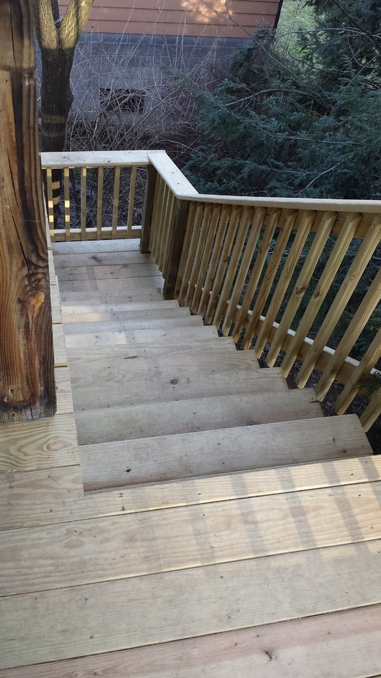 Deck - rustic backyard balcony deck idea