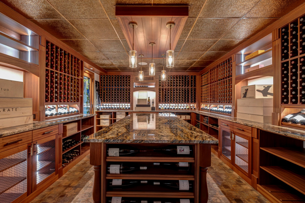 Media room converted into a unique 3,000 bottle wine cellar