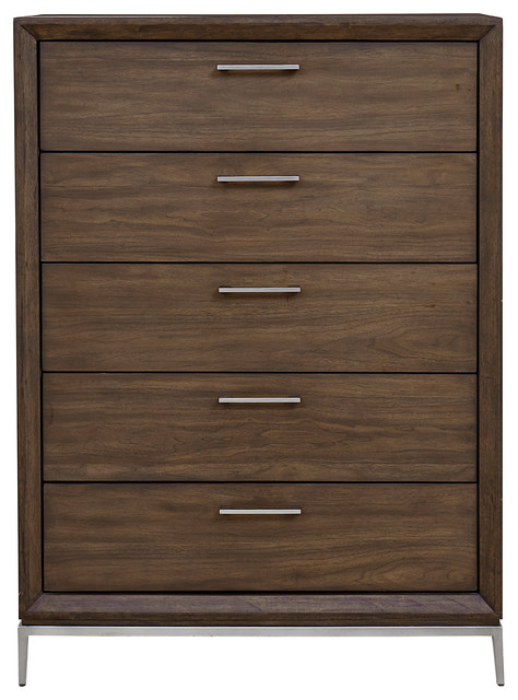 Milano 5 Drawer Chest Brown Contemporary Dressers By