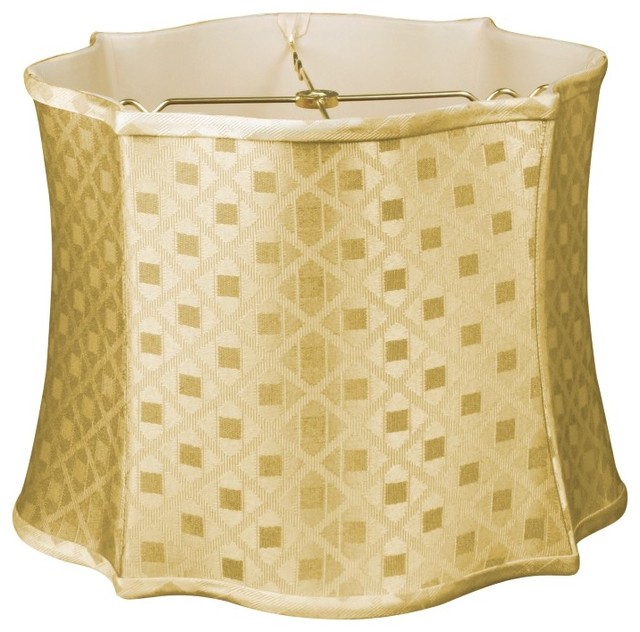 Fancy Scalloped Square Designer Lampshade, Gold