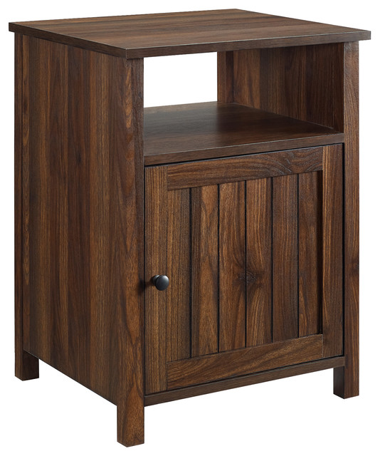 18" Grooved Door Side Table, Dark Walnut Transitional Side Tables