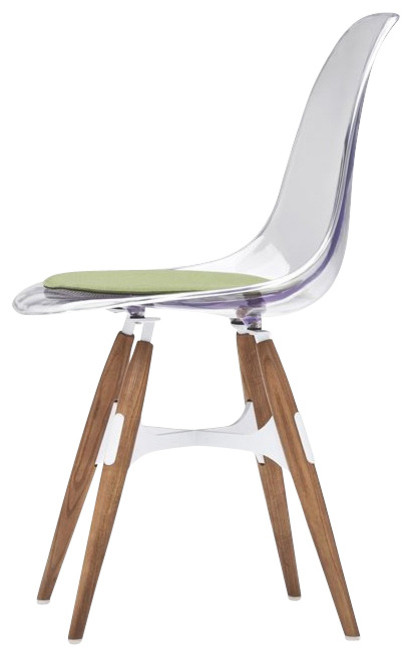 ZigZag Chair, Lime, Cherry Seat Pad, White Metal Cross, Stained Walnut Wood Legs