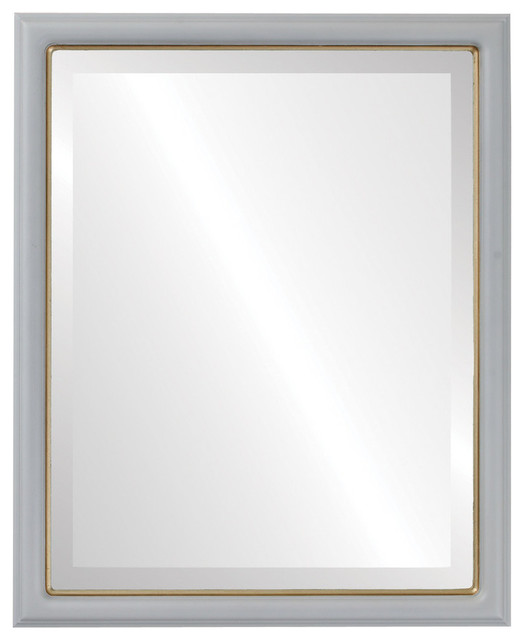 Hamilton Framed Rectangle Mirror in Linen White with Gold Lip