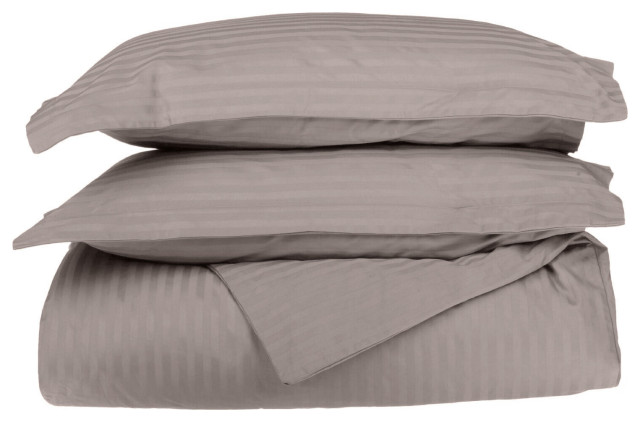 Luxury Egyptian Cotton Duvet Cover Bedding Set, Gray, Full/Queen