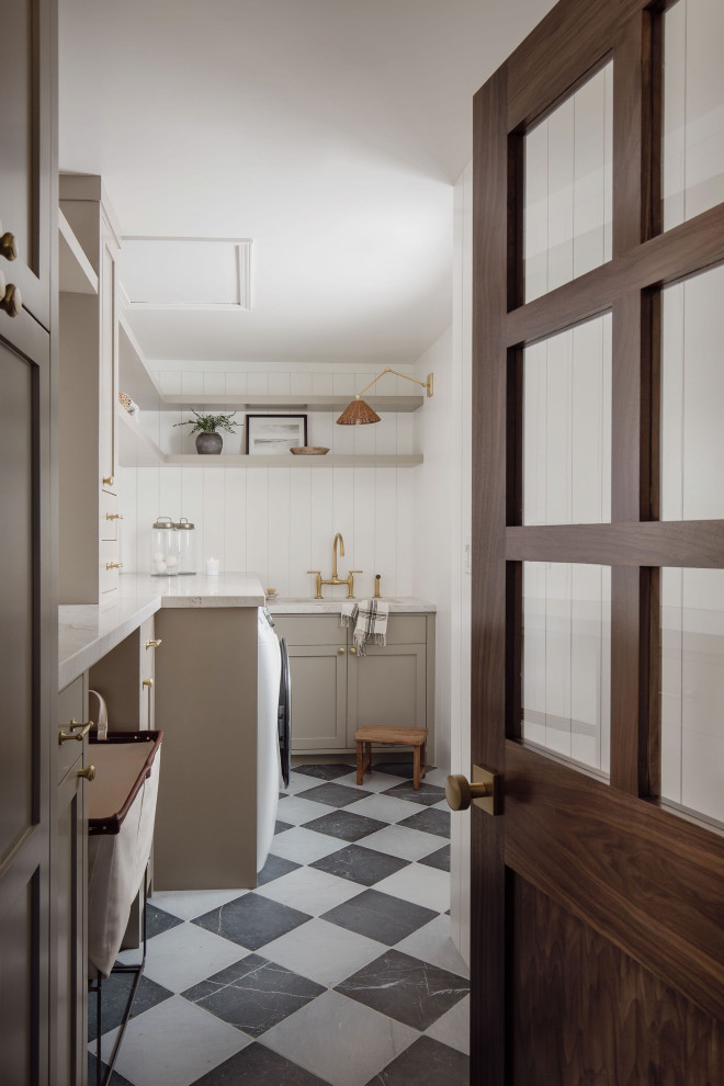 Inspiration for a transitional laundry room remodel in San Diego