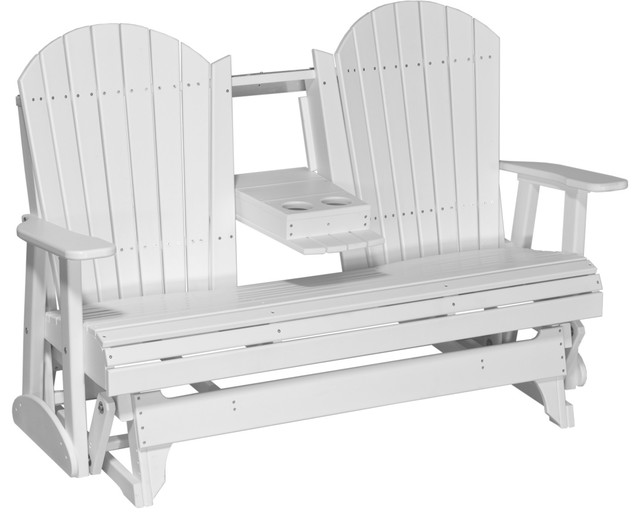 5' Poly Adirondack Glider Bench - Transitional - Outdoor 