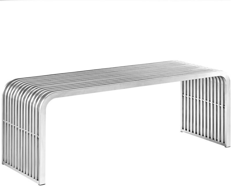 Hawthorne Collection 46.5" Metal Bench in Silver