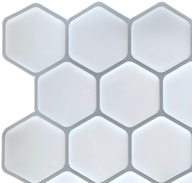 peel and stick white hexagon tile