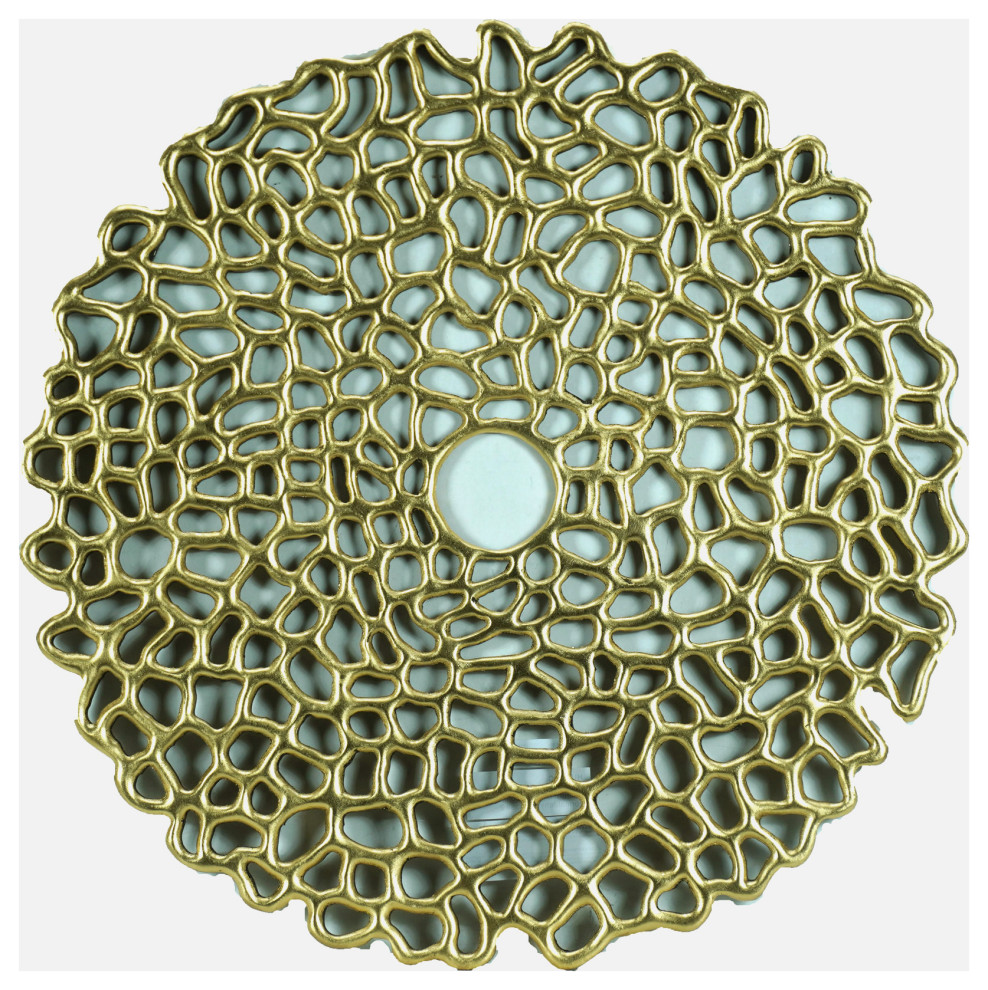 Abstract Gold Plate Wall Décor Contemporary Wall Accents by Huji