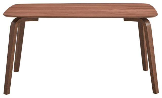 Pemberly Row Contemporary Rectangular Rubberwood Dining Table in Walnut ...