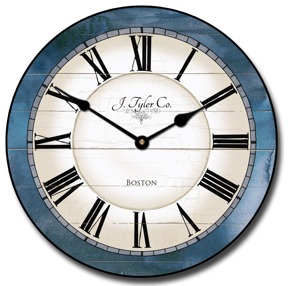 Caroline Blue Clock Transitional Wall Clocks By Em And Em Enterprises Houzz