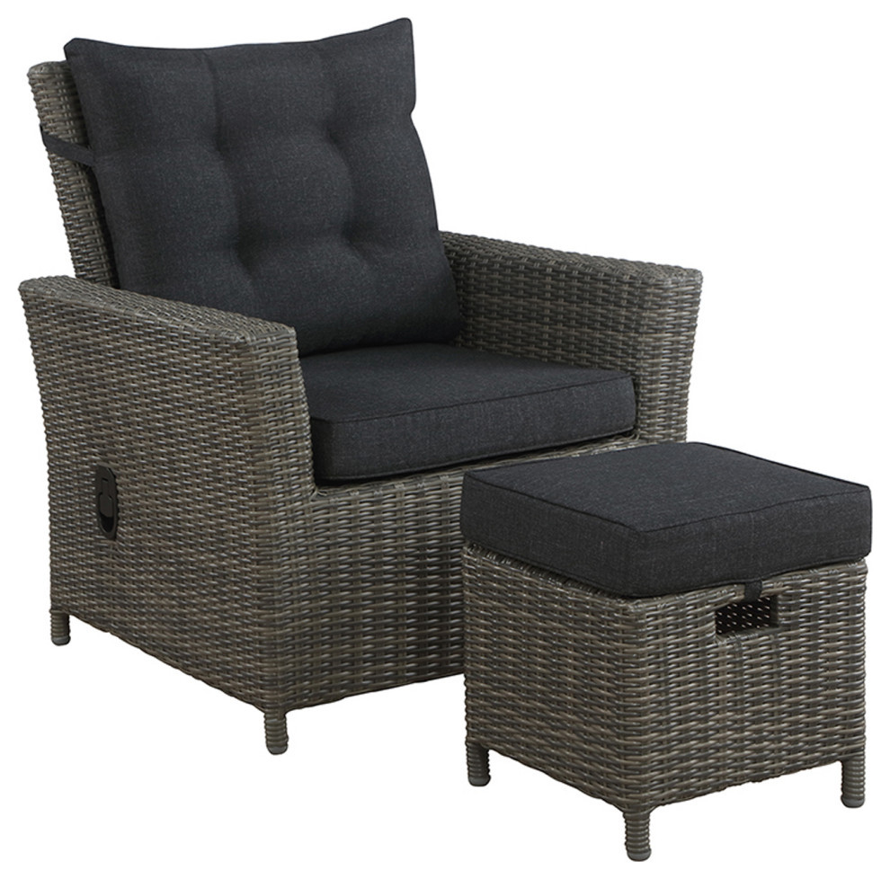 Asti AllWeather Wicker Outdoor Recliner, Cushion and Ottoman, Cushion