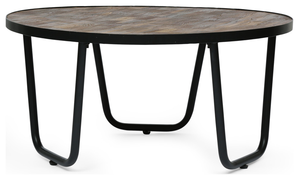 Wiers Modern Industrial Handcrafted Wooden Coffee Table, Natural and
