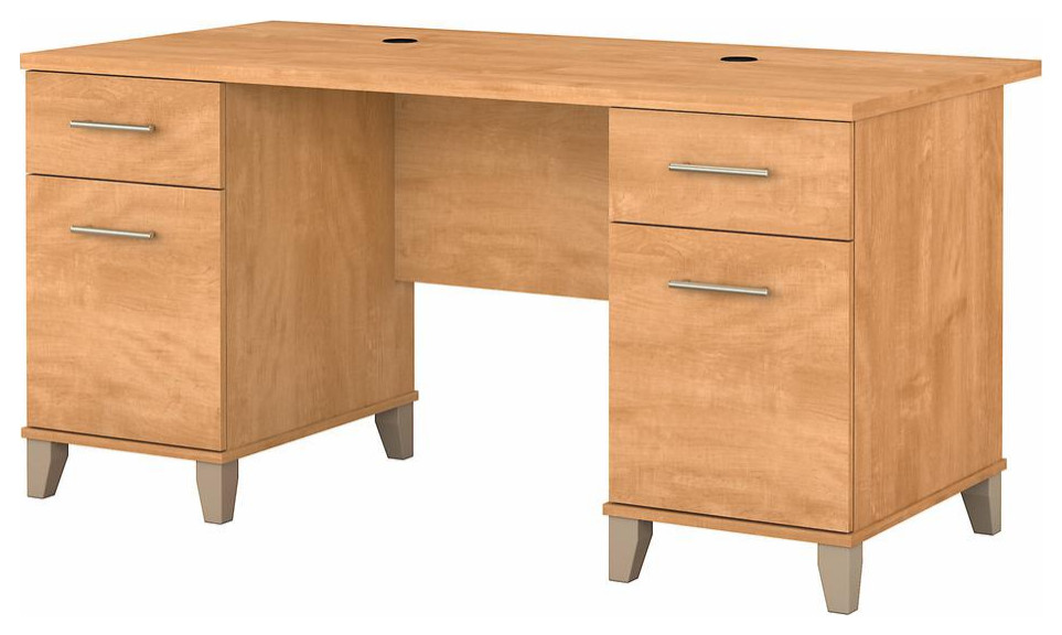 Bush Furniture Somerset 60W Office Desk with Drawers Maple Cross