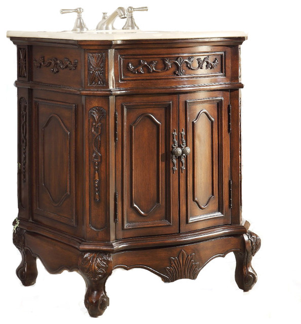 27" Traditional Spencer Bathroom Vanity, With Backsplash Victorian