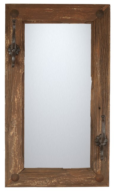 Old Door Rustic Mirror With Hooks Wall Mirrors By Old Door Rustic Mirror With Hooks