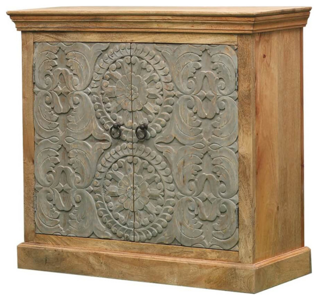 Rustic 2 Tone Solid Wood Double Door Storage Cabinet - Traditional ...