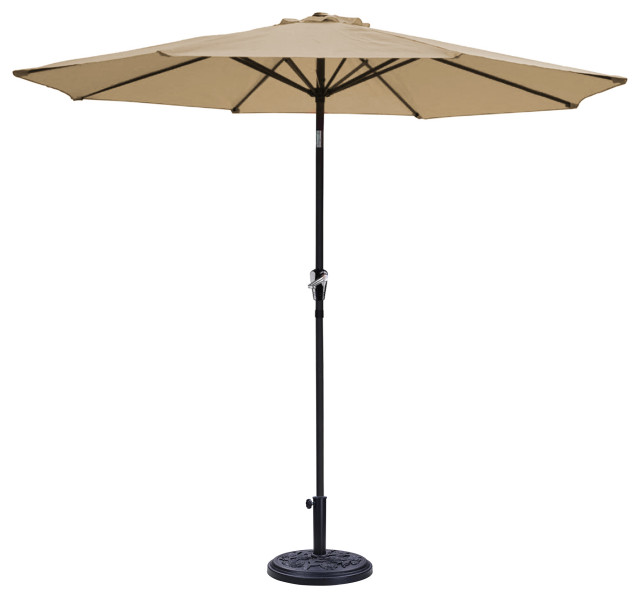 9 Ft Aluminum Outdoor Patio Umbrella Kit 8 Ribs Tilt UV30+ Base Market