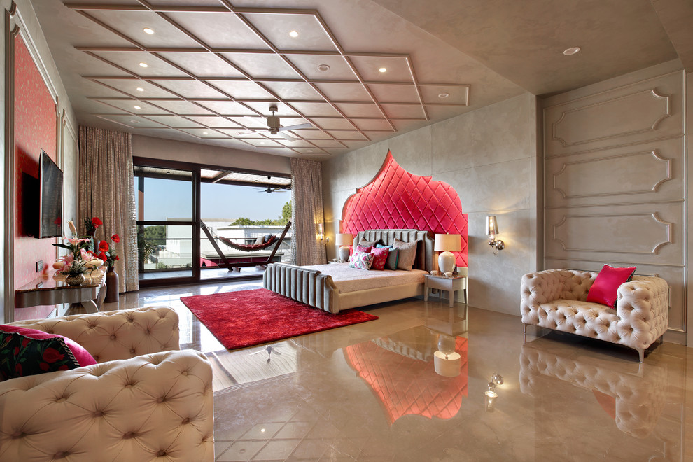 Design ideas for a Mediterranean bedroom in Ahmedabad.