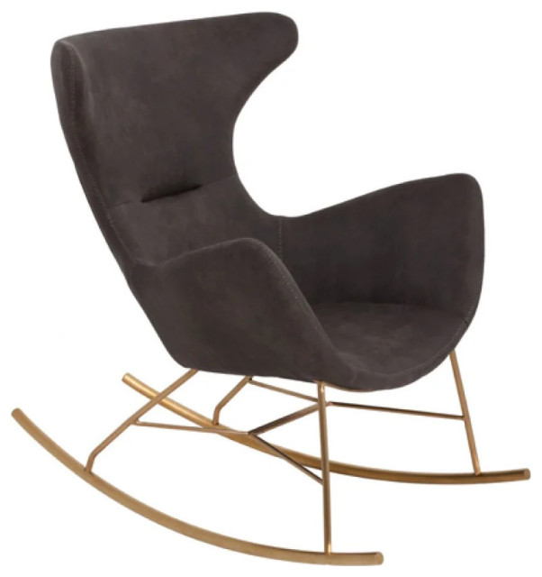 Sydney Modern Dark Gray & Gold Rocking Chair