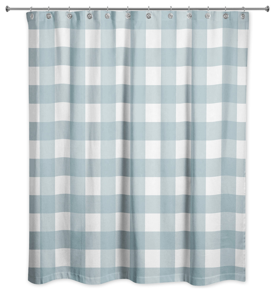 Sea Glass Buffalo Check 71x74 Shower Curtain Farmhouse Shower