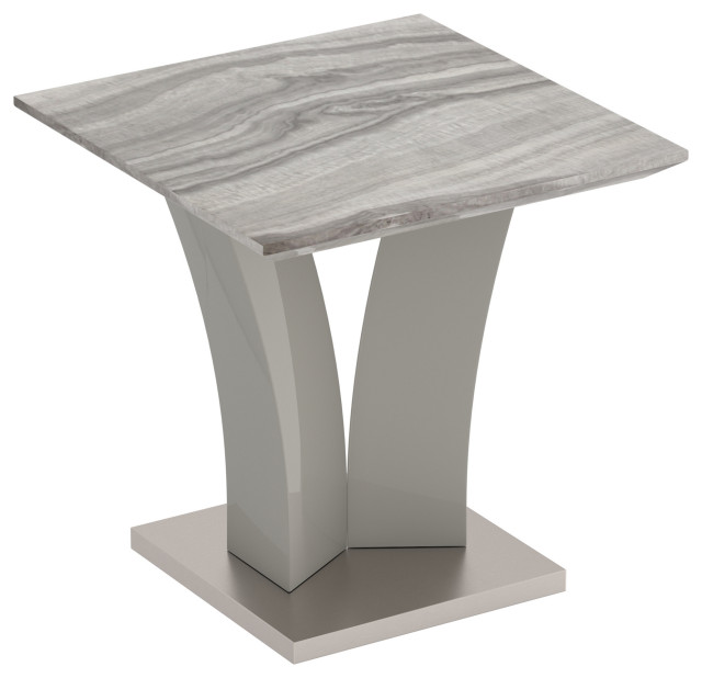 Faux Marble Accent Table, Gray Contemporary Side Tables And End