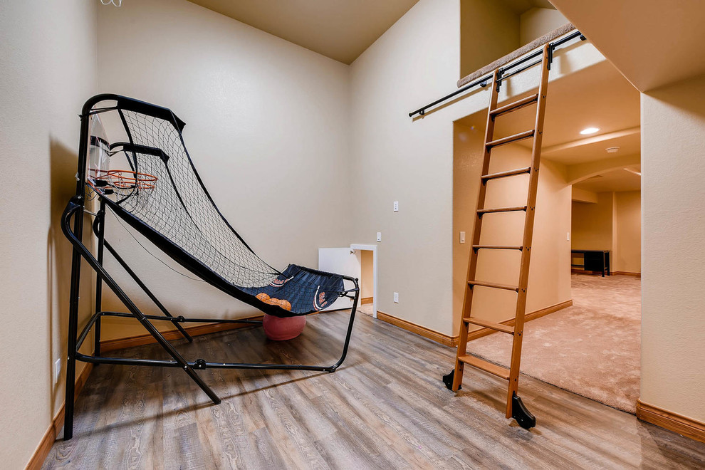 Basement - rustic basement idea in Denver