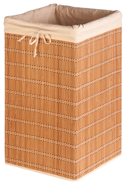 Square Bamboo Wicker Hamper asiatique-panier-a-linge