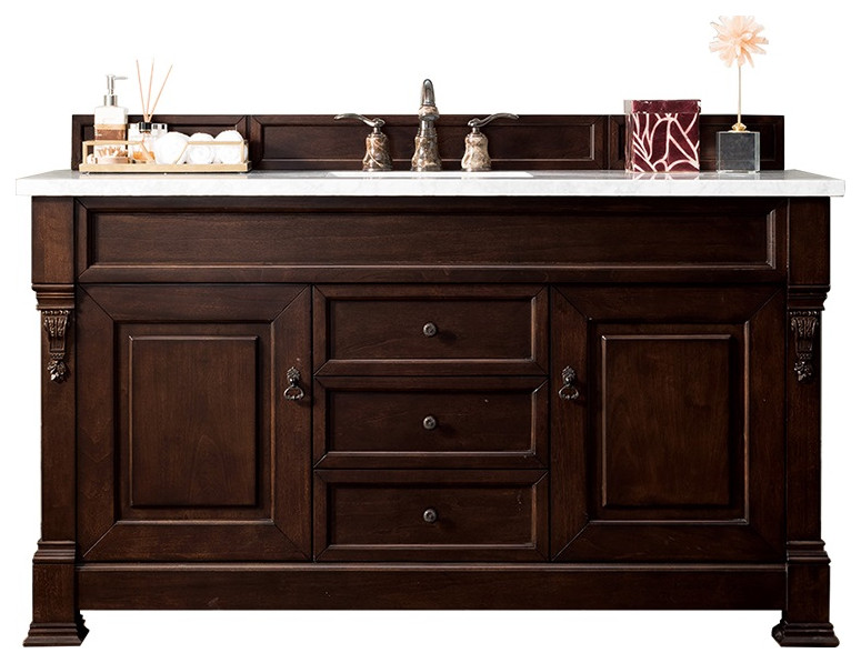 Brookfield 60" Burnished Mahogany Single Vanity Traditional Bathroom Vanities And Sink
