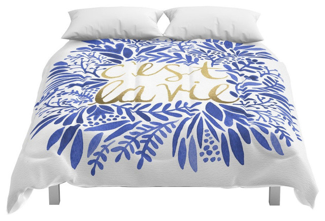 That S Life Gold And Blue Comforter Contemporary Comforters