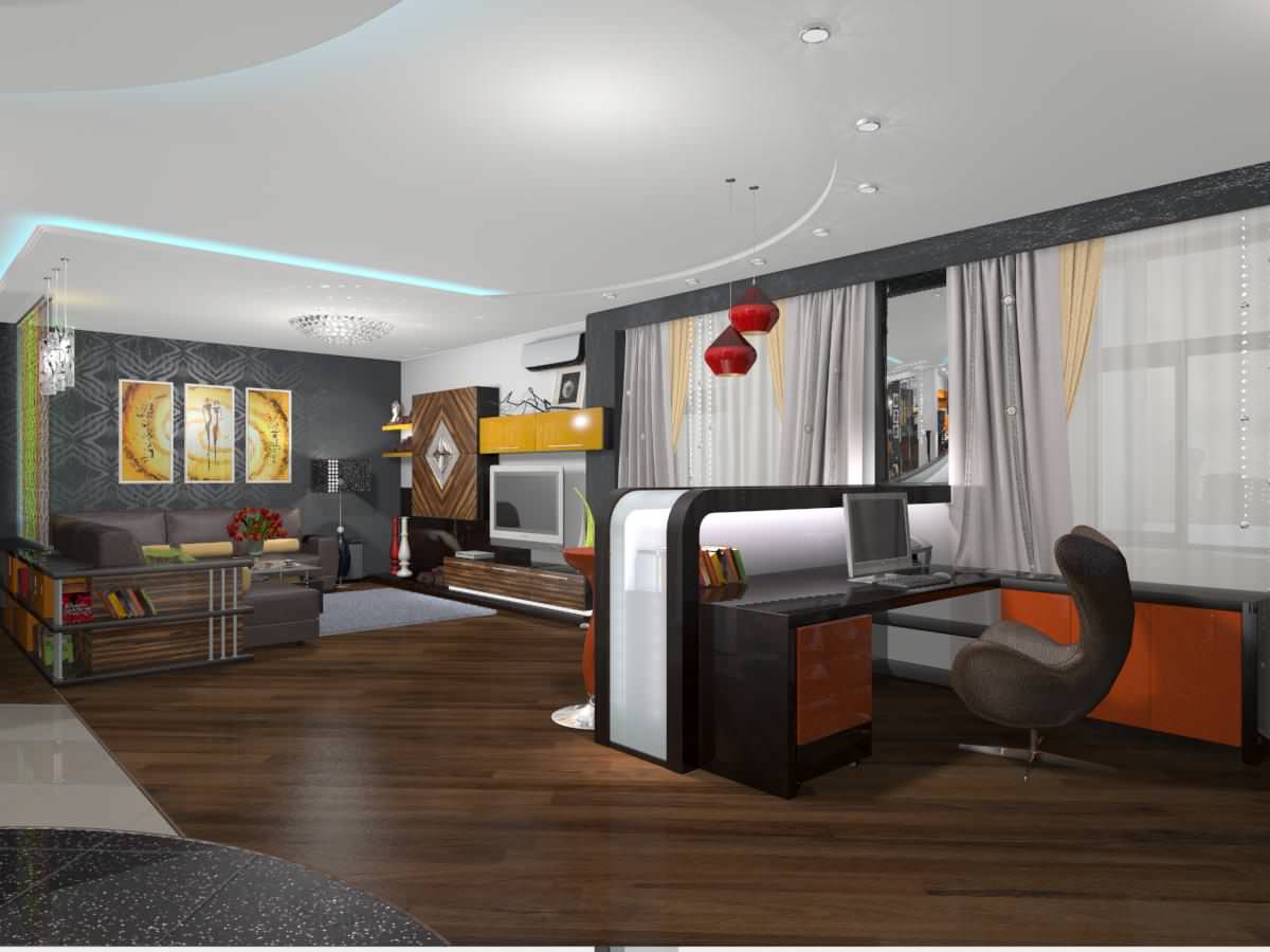 визуализация "Гостиная - студия"