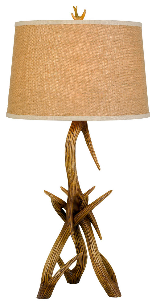 Antler Resin Table Lamp With Fabric Shade