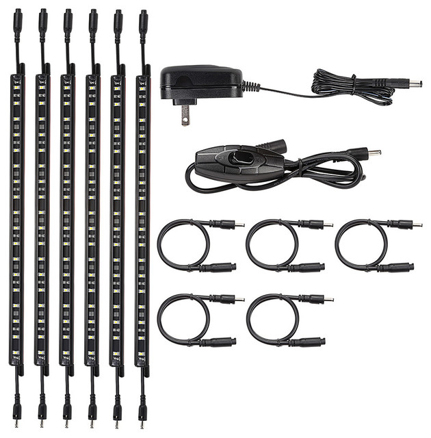 Motion Sensor LED Under Cabinet Lighting Kit, Manual Switch, Set of 6