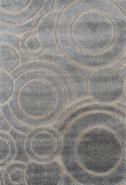 Havanna Gray Carved Circles Shag Rug 3'6"x5'6"