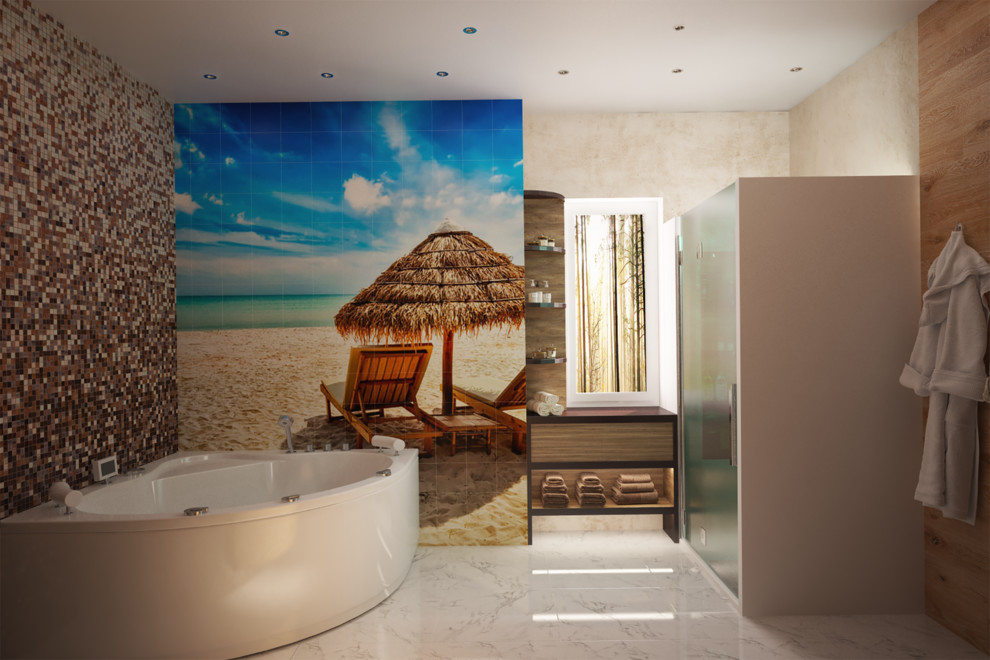 Ванная с мозаичным панно