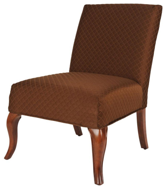 Textured Brown Fabric Armless Chair Cover Only Made Of Made Of Imported Fabric Slipcovers And