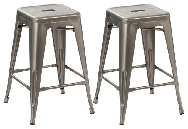 24 Antique Style Clear Brush Distressed Metal Bar Stools 24 Antique Style Clear Brush Distressed Metal Bar Stools