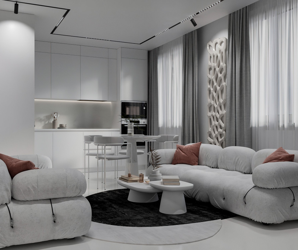 Гостиная в квартире 50 кв.м., Березовая Аллея