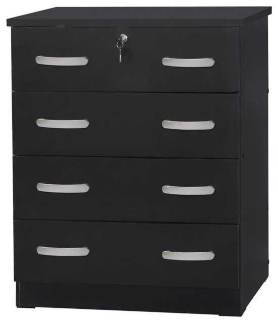 Better Home Products Cindy 4 Drawer Chest Wooden Dresser with Lock in
